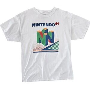 Gildan Nintendo 64 T-Shirt Womens Small White Excellent Retro Graphic Tee N64